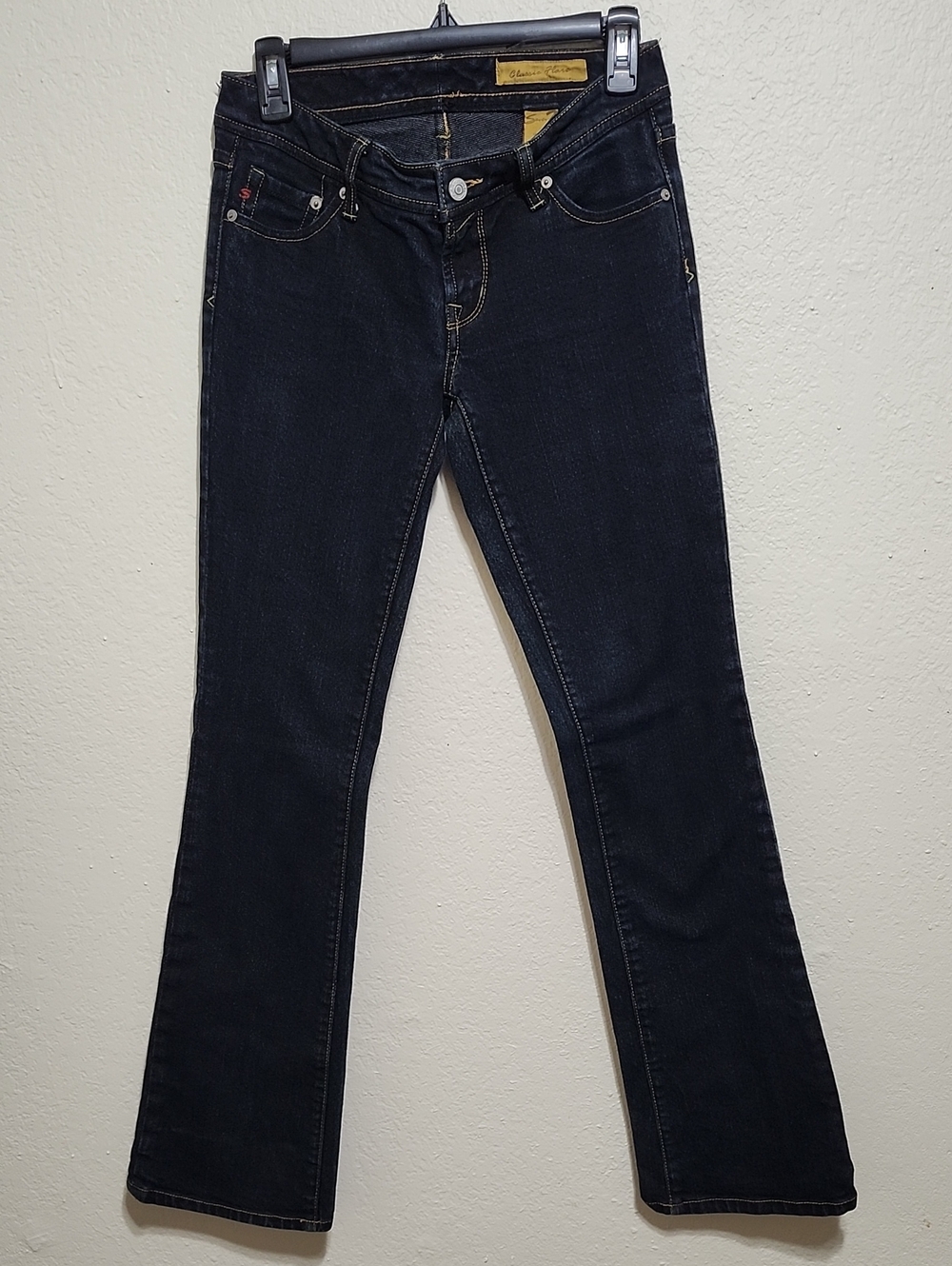 Seven7 Classic Flare Dark Wash Denim Jeans Sz 26 Y2K Style Dark Denim
